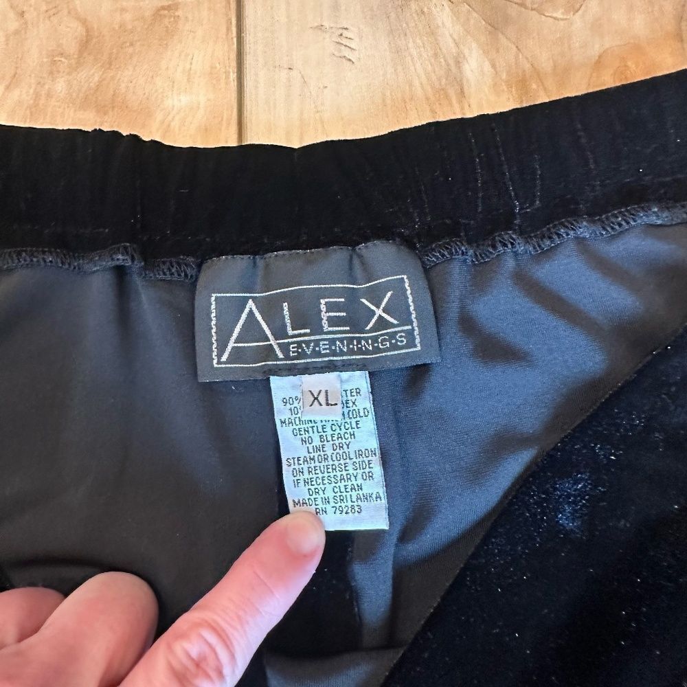 Alex Evenings Women's Black Velvet Flowy Pull On Pants Elastic Waist Size XL - Picture 7 of 12